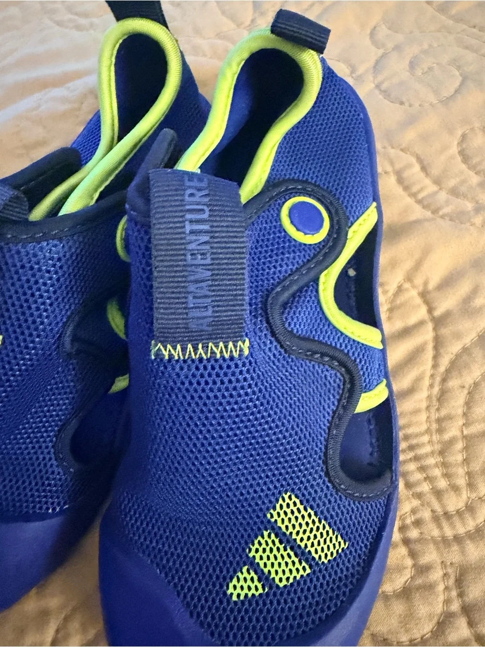 Adidas Kids Blue and Neon Green Active Slip-On Water Shoes